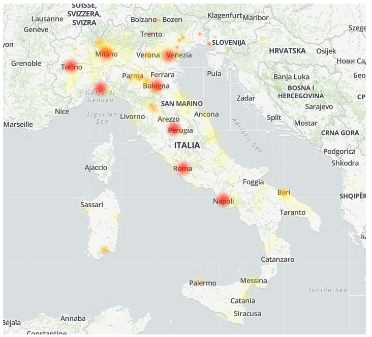 vodafone down February 23 down detector map