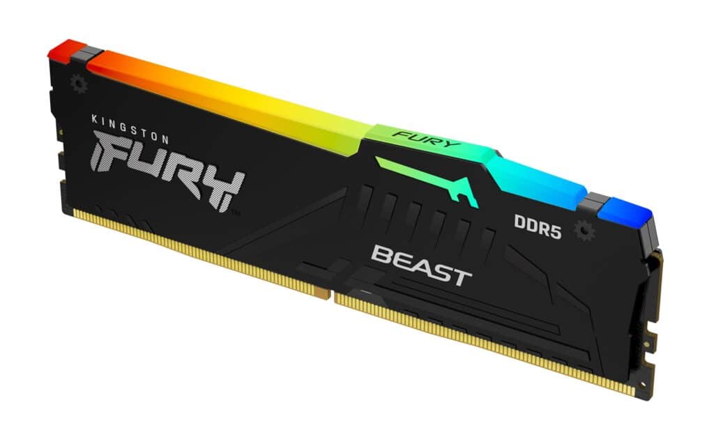 Kingston FURY Beast DDR5 RGB Product Image ktc beast ddr5 rgb dimm 1 angled hr 06 05 2022 14 03 min
