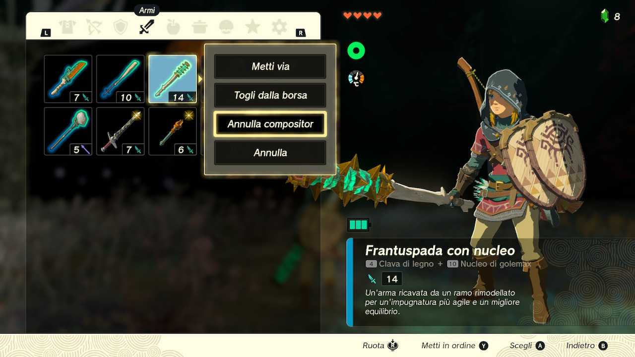 The Legend of Zelda: Tears of the Kingdom, come usare Compositor