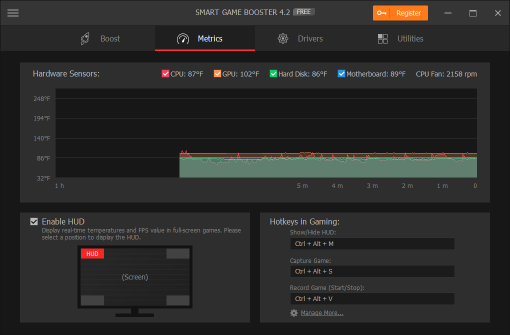 iobit game booster cpu temp monitor gone