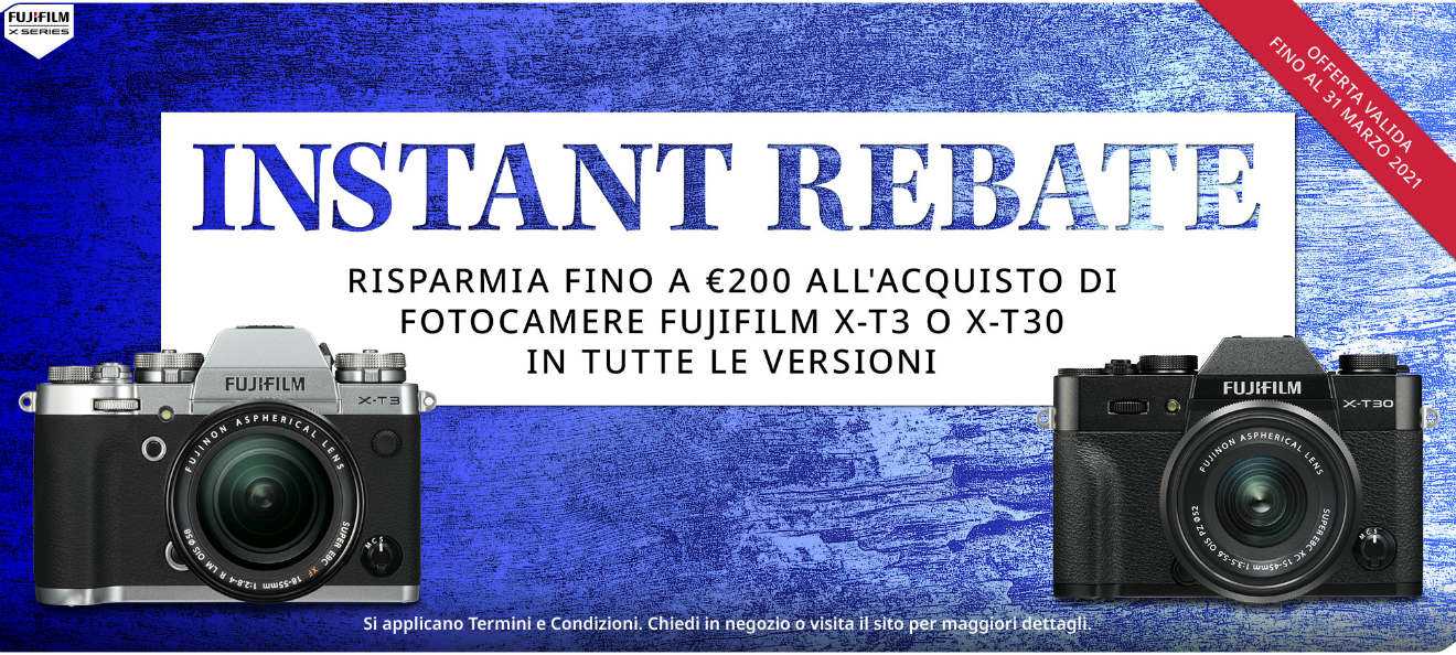 FUJIFILM Instant Rebate: X-T4, X-T3 e X-T30 in sconto!