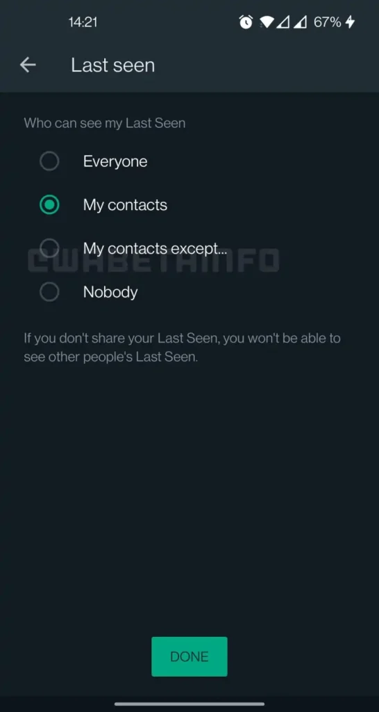 WhatsApp Beta Privacy