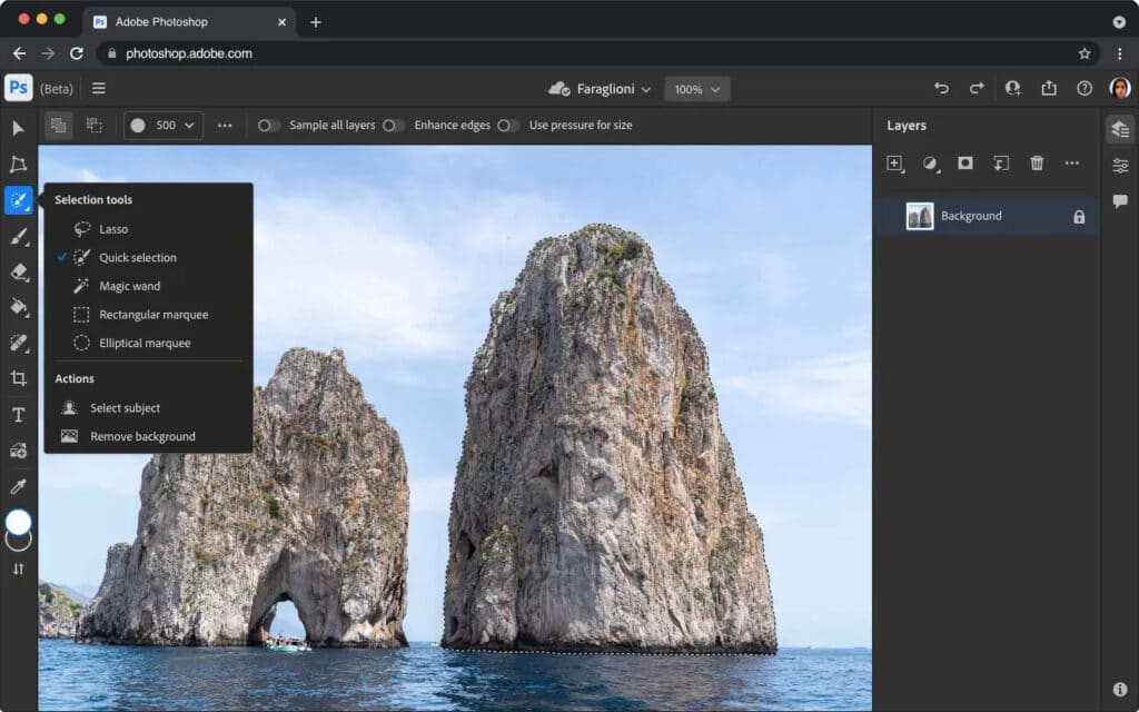 Adobe Photoshop on the web, the web version of Photoshop