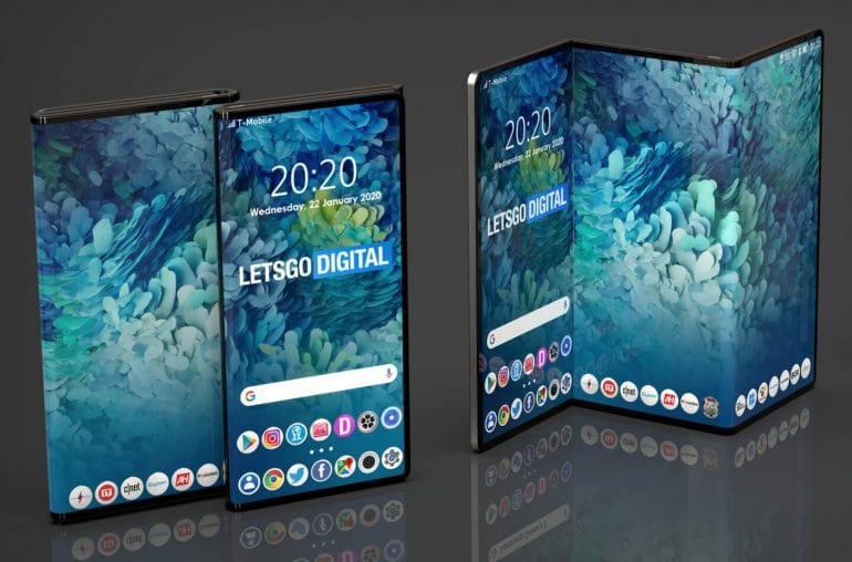 letsgodigital render samsung fold foldable three times-min