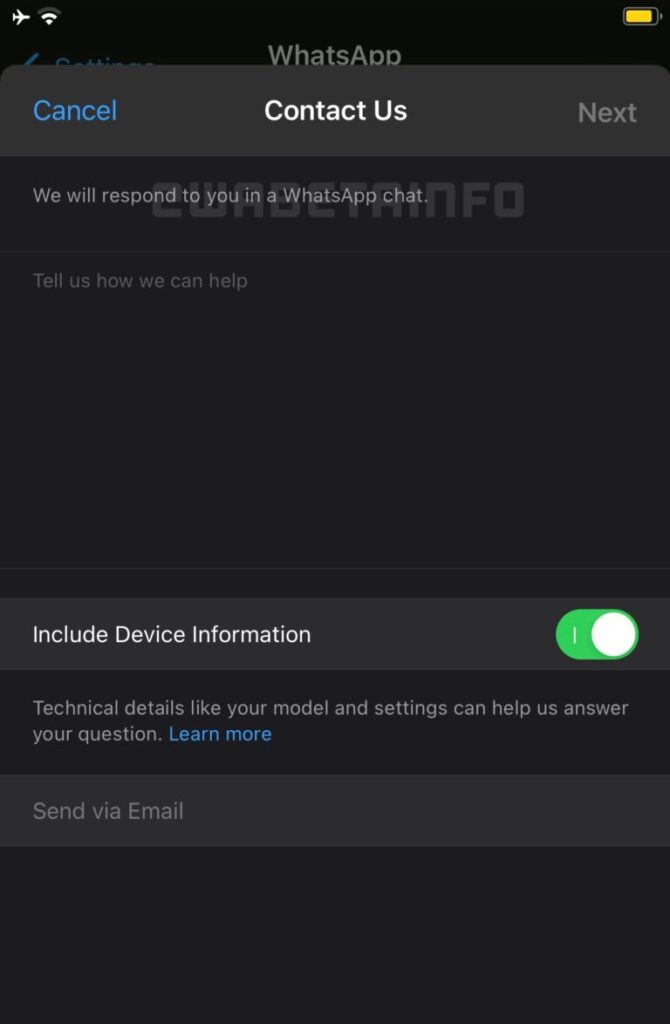 WhatsApp App support