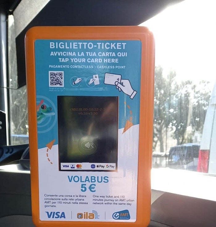 public transport genoa contactless payment stamping machine
