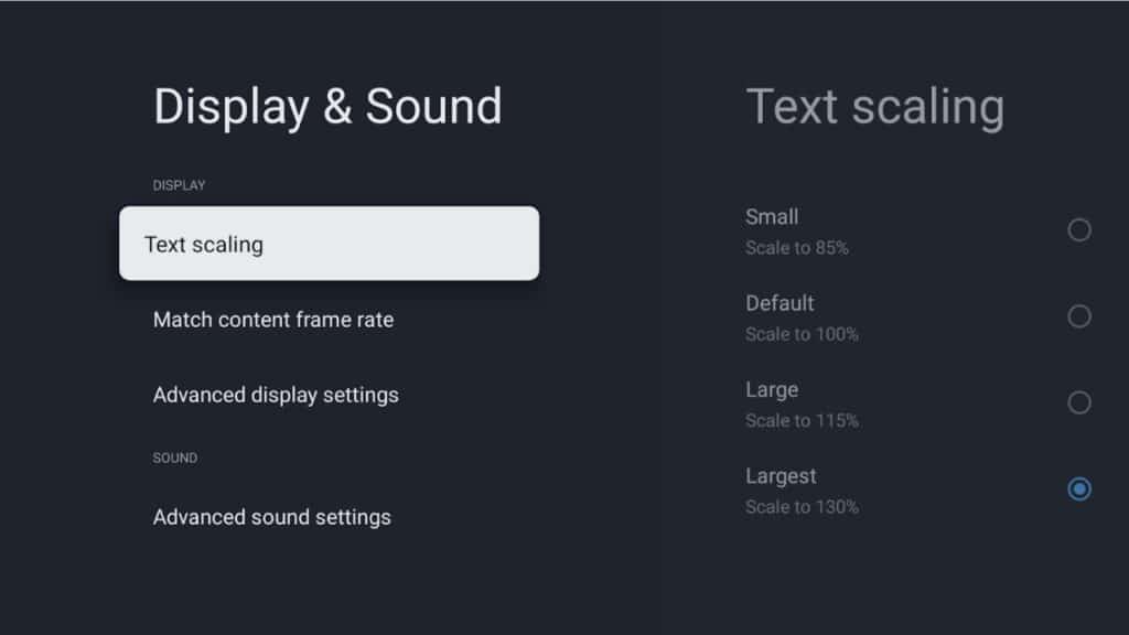 android tv 12 text size