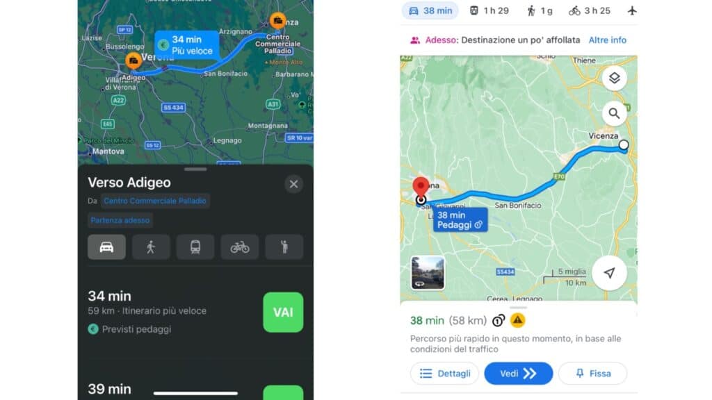 Google Maps vs Apple Maps directions