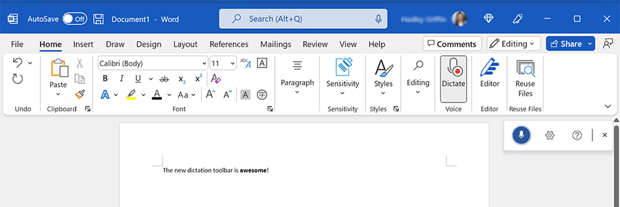 Office dictation bar update: latest news from Microsoft