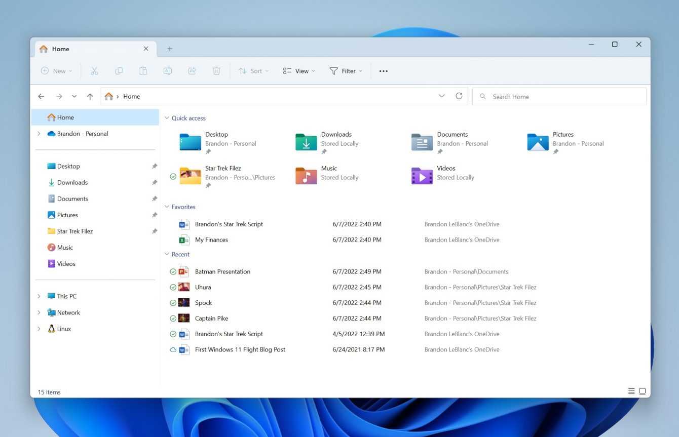 Windows 11 File Explorer: New for the navigation pane