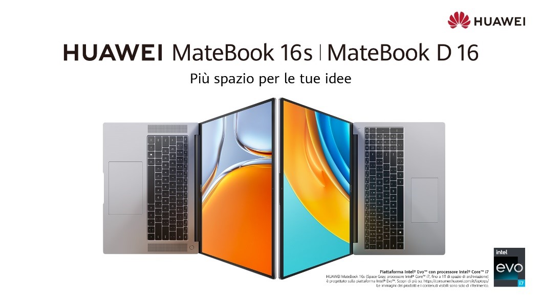 Huawei: disponibili i laptop MateBook 16s e MateBook D 16