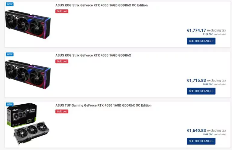 NVIDIA GeForce RTX 4080 Custom: first price rumors!