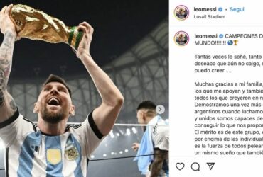 Messi che alza la Coppa del Mondo diventa la seconda foto con più like su Instagram thumbnail