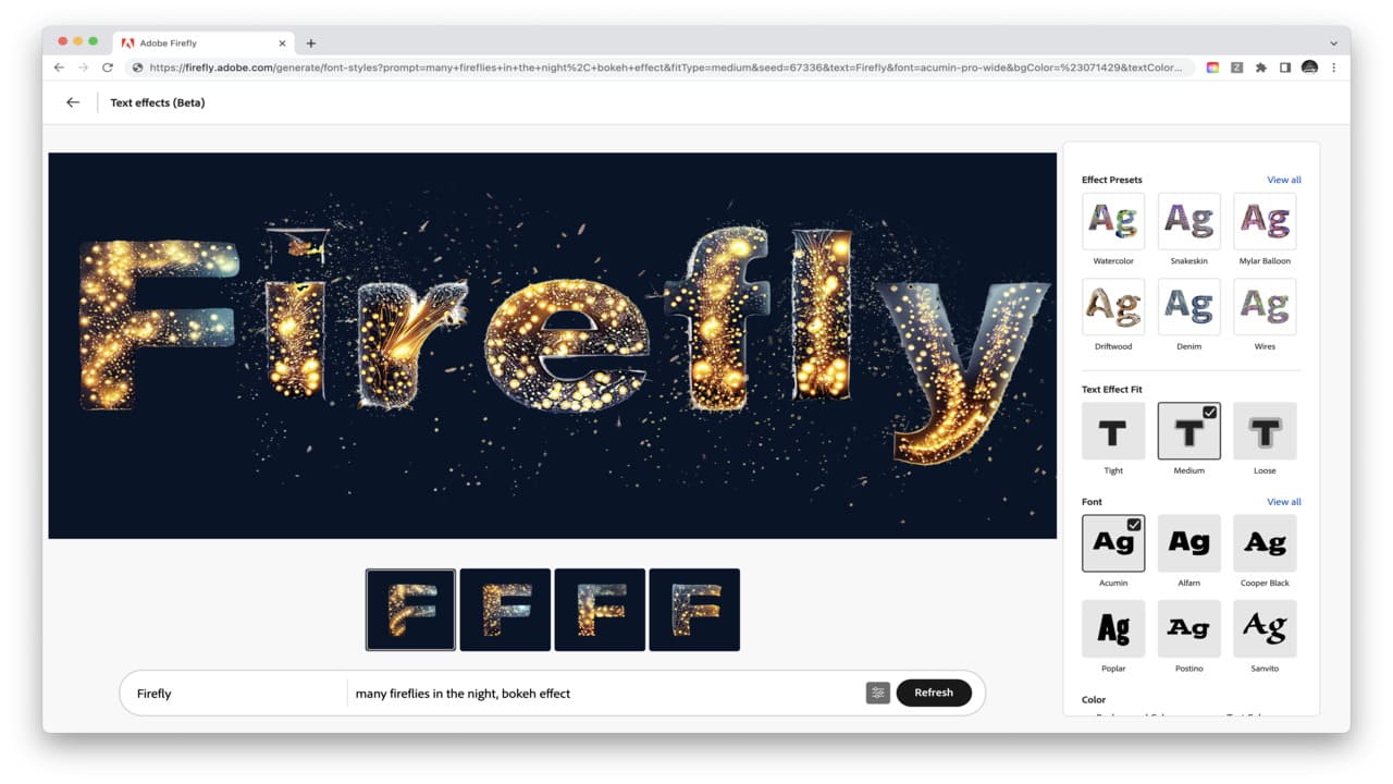 Adobe presenta Firefly, i nuovi servizi di AI generativa per immagini e testo thumbnail