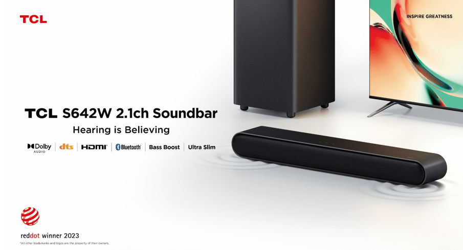 TCL wins the Red Dot Award 2023 with the new S64 Series Soundbars