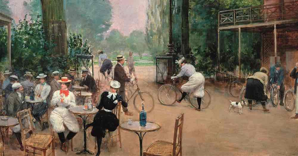 "The cycle chalet in the Bois de Boulogne".  Oil by Jean Béraut circa 1900
