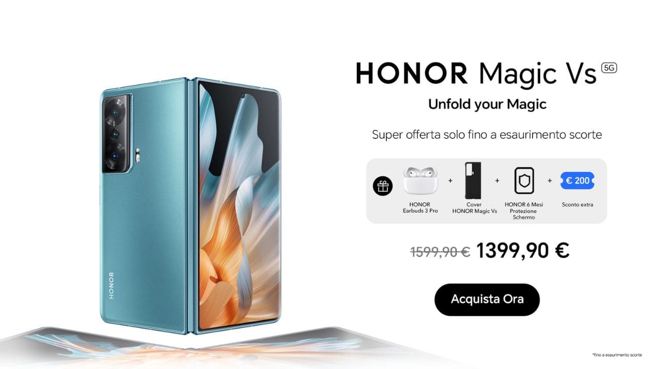 HONOR Magic Vs e HONOR Magic5 Pro: le promozioni sui nuovi smartphone pieghevoli thumbnail