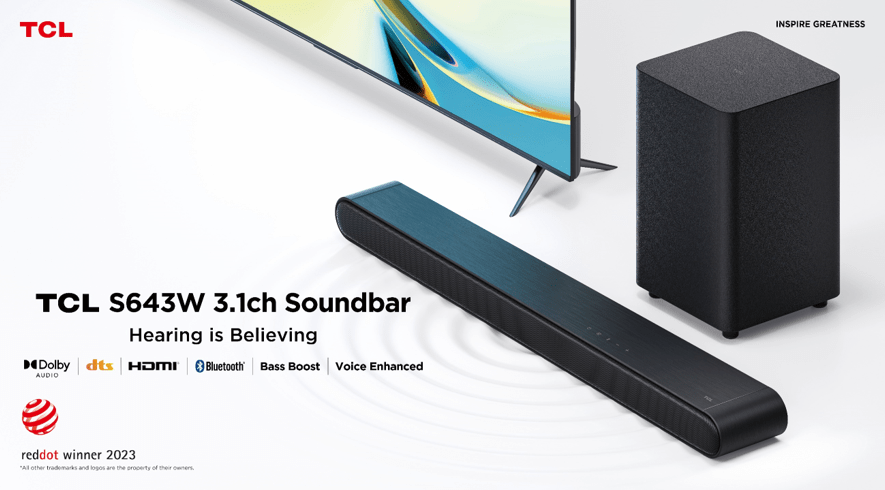 TCL wins the Red Dot Award 2023 with the new S64 Series Soundbars