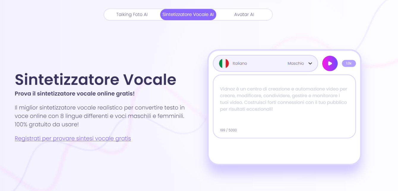 Vidnoz AI: speech synthesizer that transforms text into a natural and realistic voice