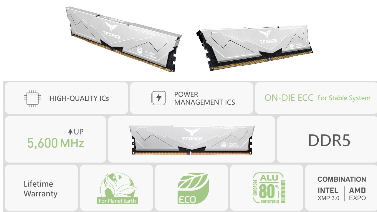 TEAMGROUP: the brand new T-FORCE Vulcan Eco DDR5 Desktop Overclocking Memory launched